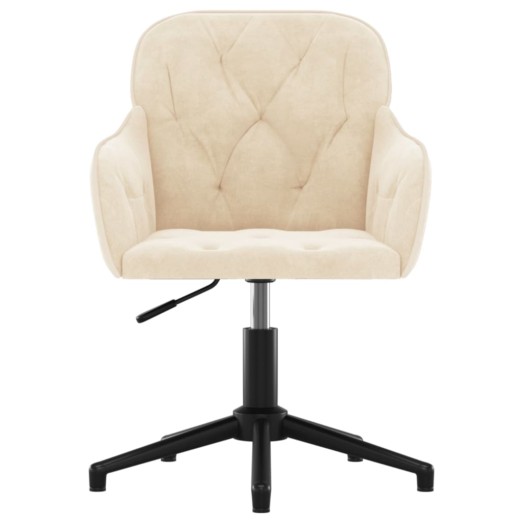 Cream -colored velvet rotating office chair