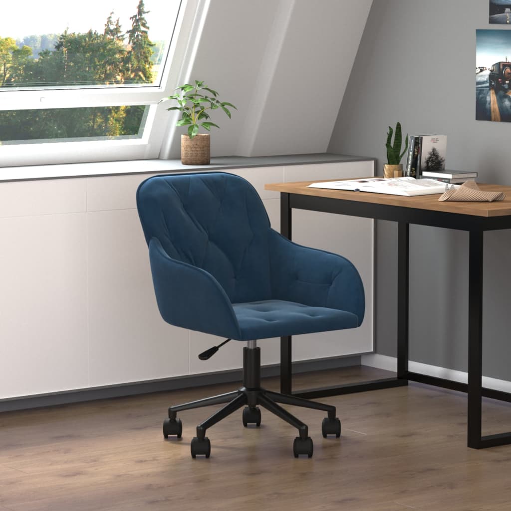 Vetonek Silla de oficina giratoria terciopelo azul