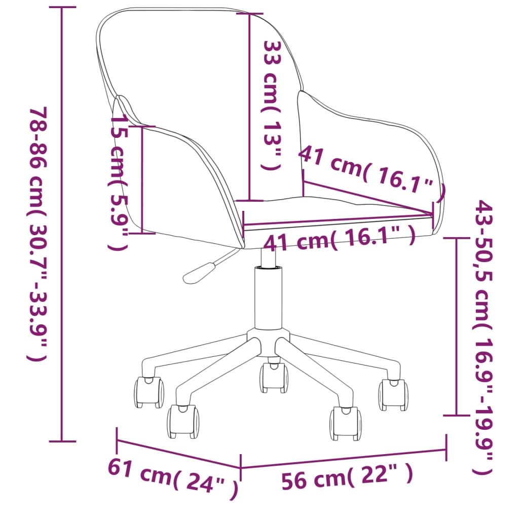 Silla de oficina giratoria terciopelo azul vidaXL