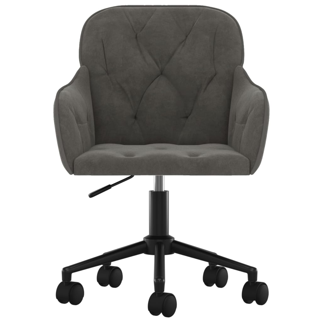 Dark gray velvet rotating office chair