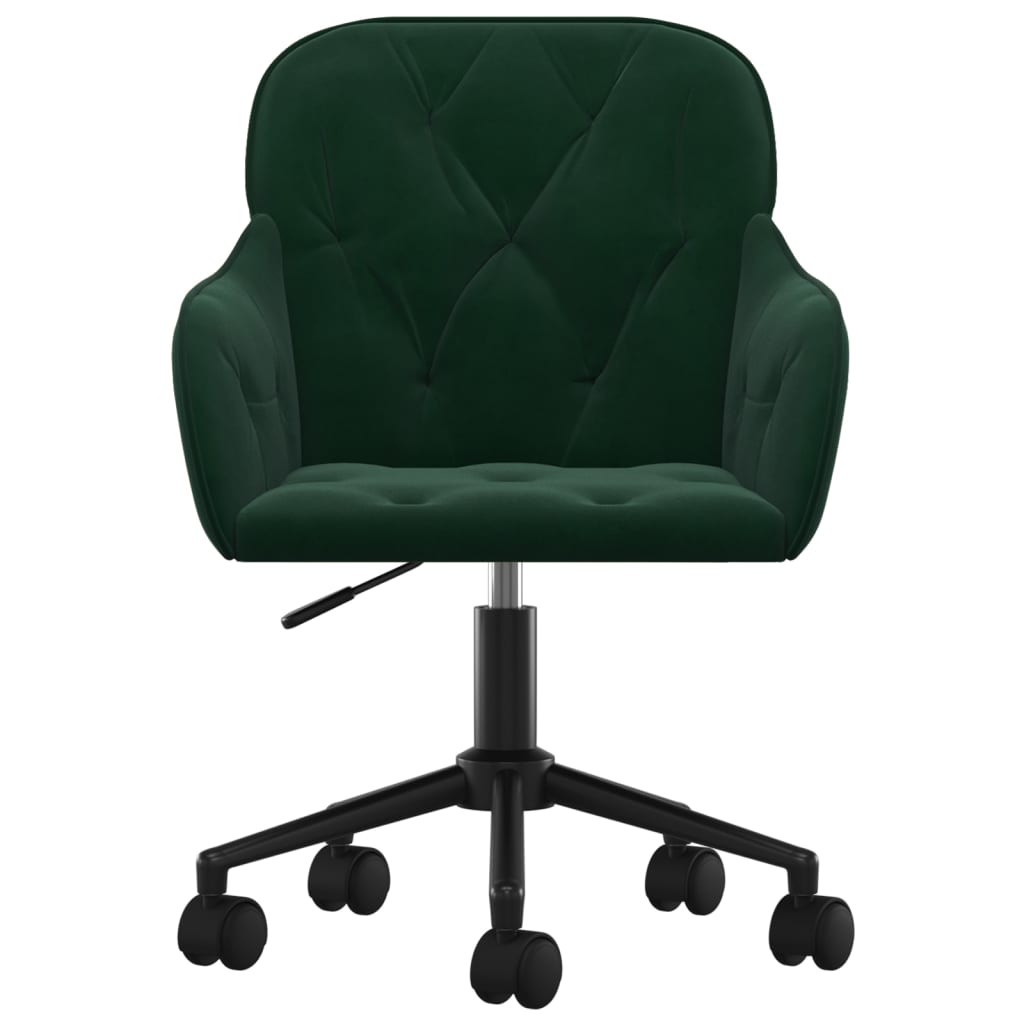 Silla de oficina giratoria de terciopelo verde oscuro