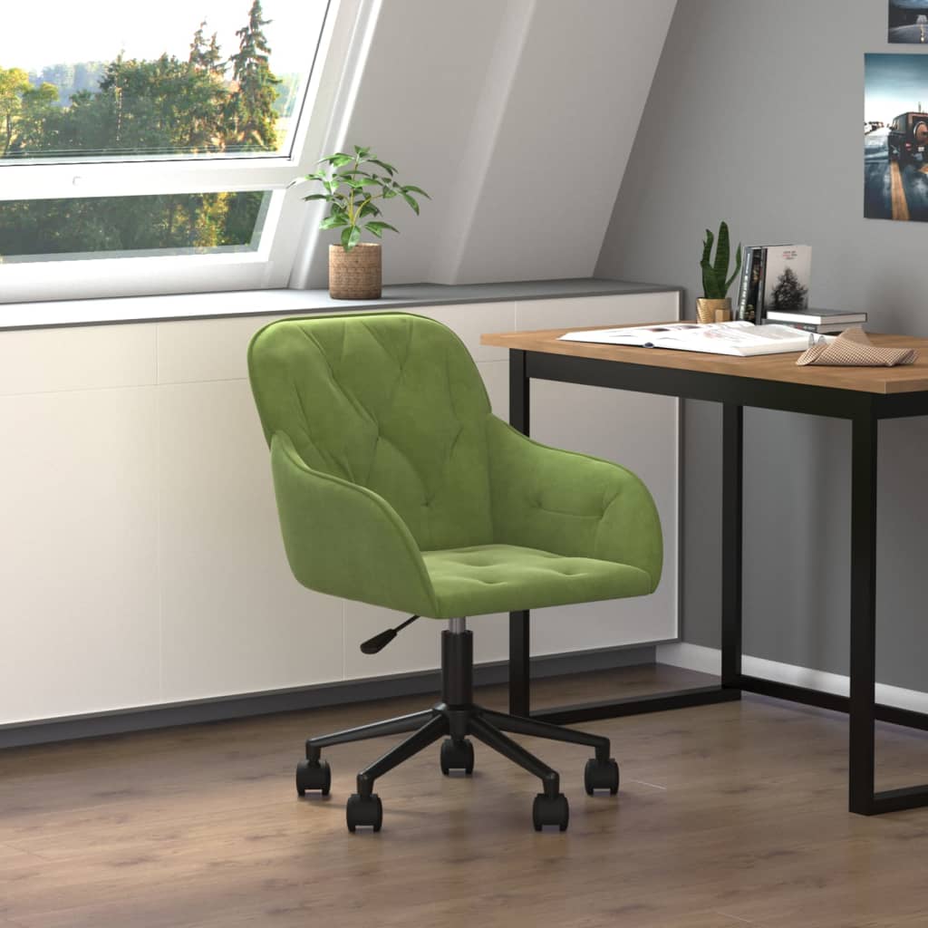 Vetonek Silla de oficina giratoria de terciopelo verde claro