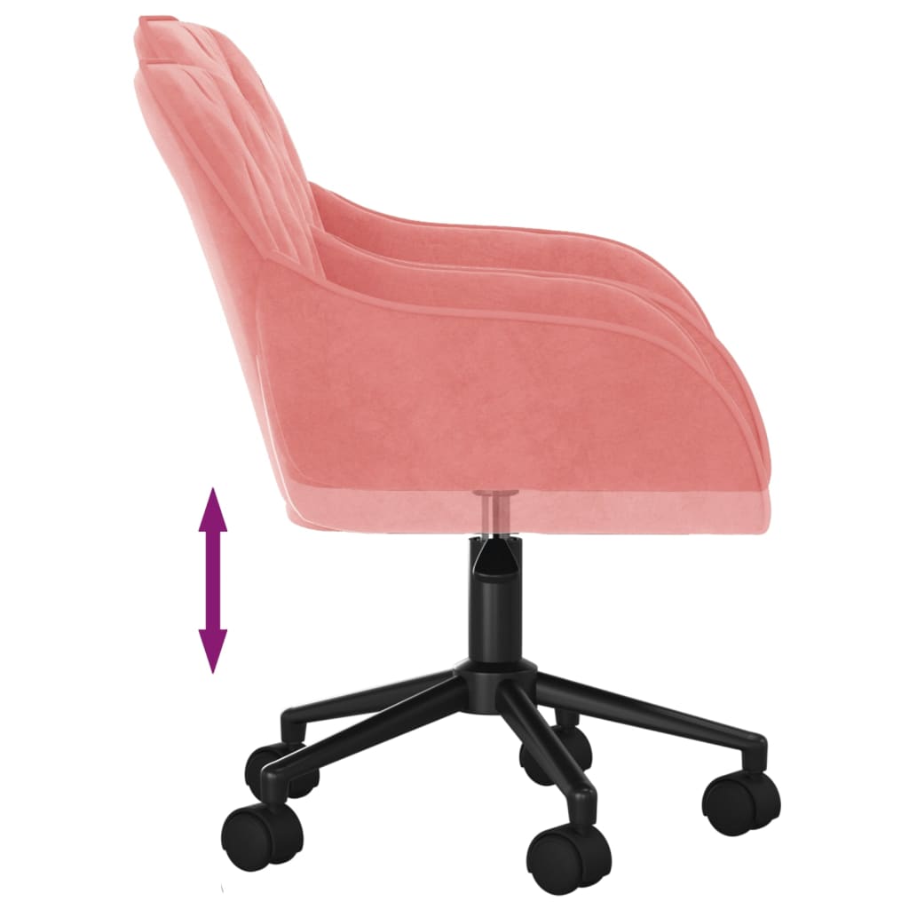Chaise de bureau pivotante en velours rose V9792 Vetonek