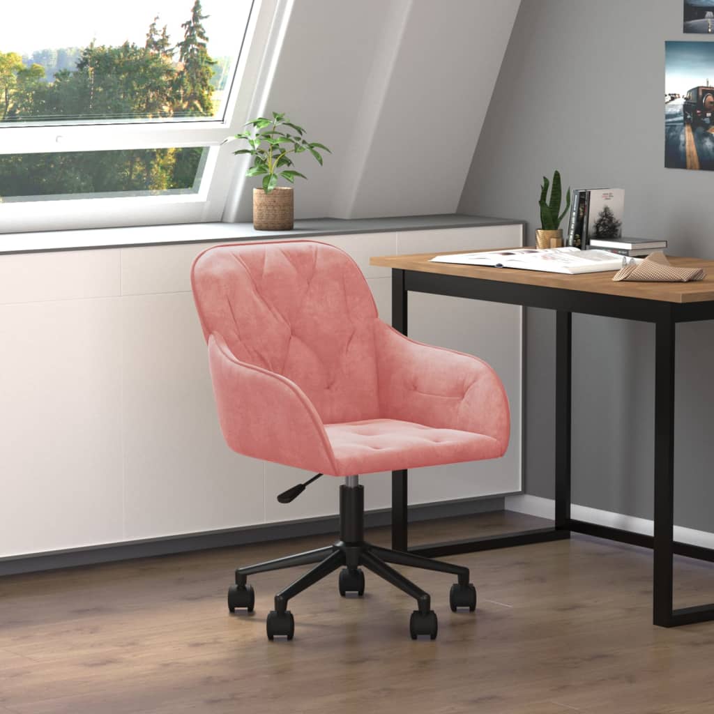 Vetonek Silla de oficina giratoria de terciopelo rosa