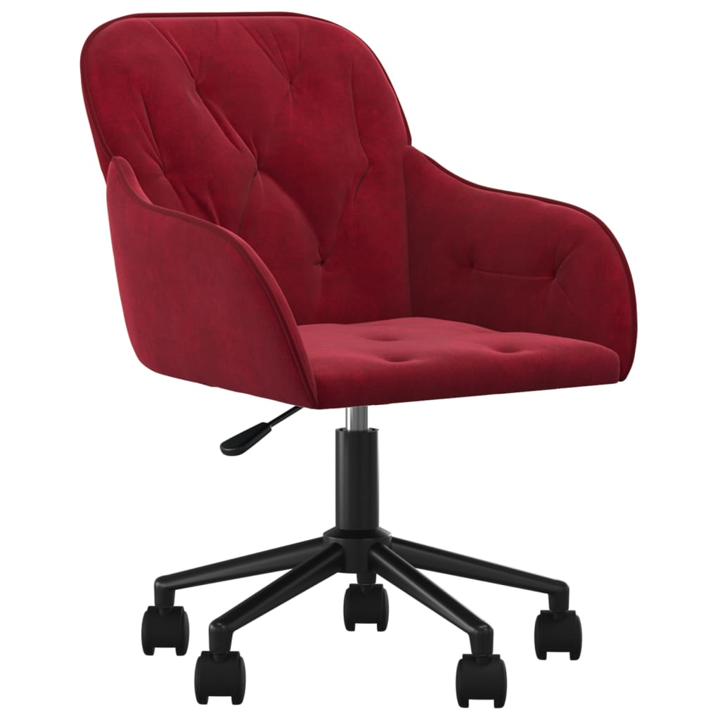 Silla de oficina giratoria de terciopelo rojo tinto vidaXL