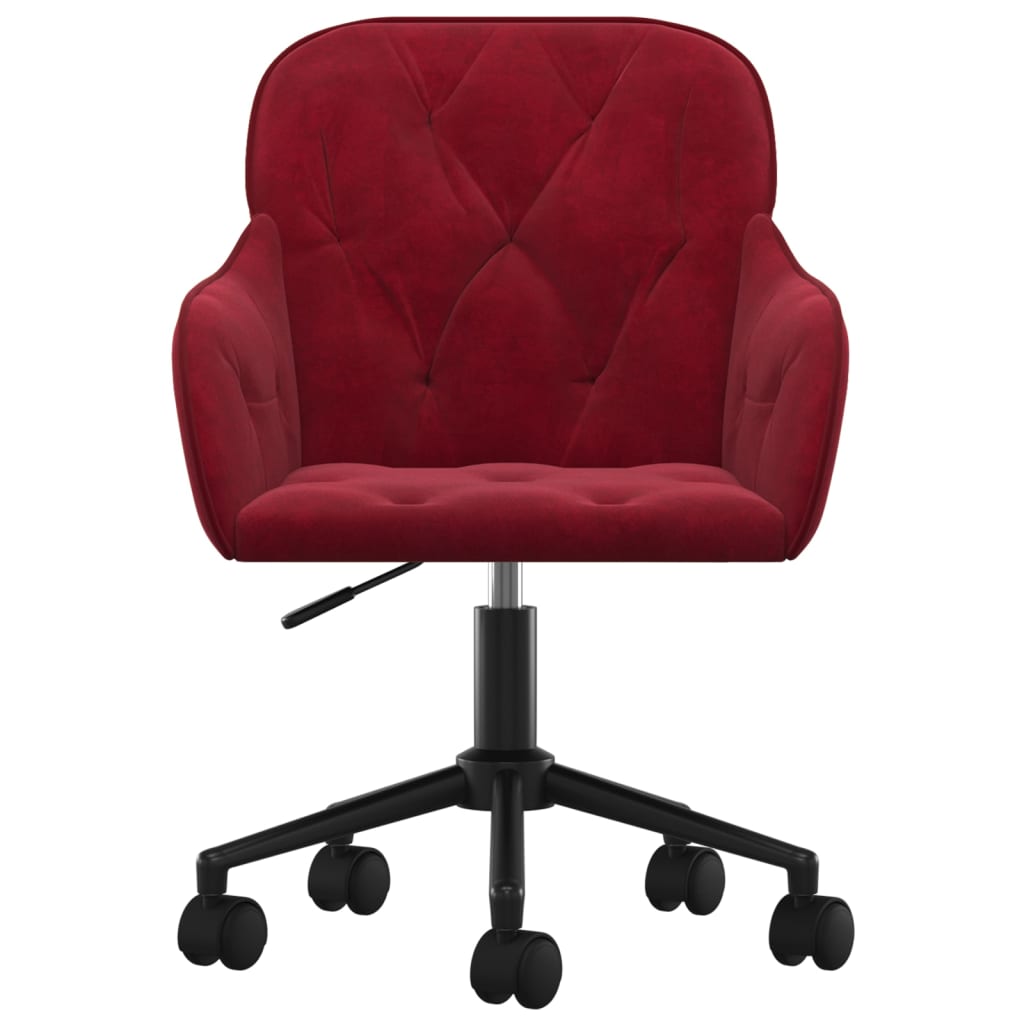 Silla de oficina giratoria de terciopelo rojo tinto vidaXL