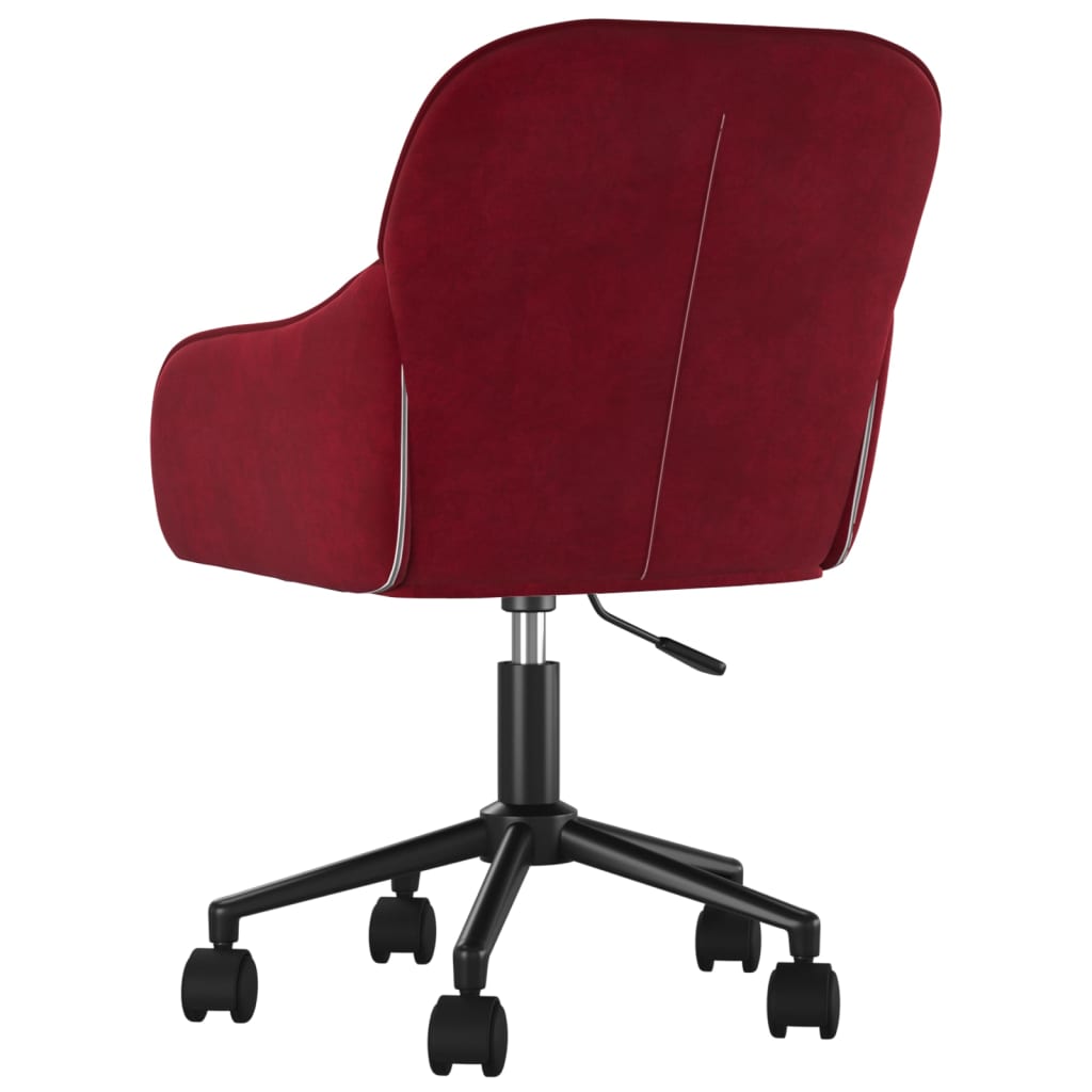 Silla de oficina giratoria de terciopelo rojo tinto vidaXL