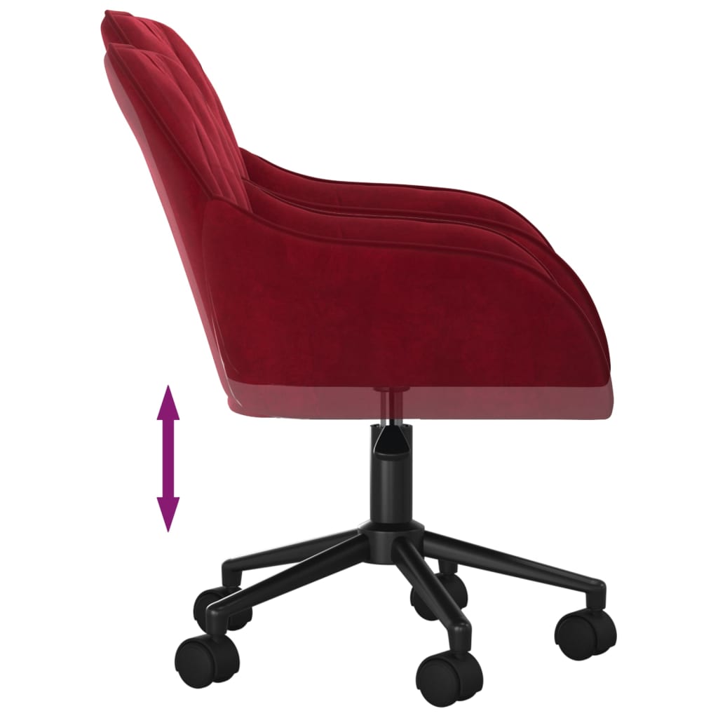 Silla de oficina giratoria de terciopelo rojo tinto vidaXL