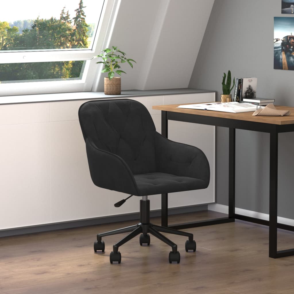 Vetonek Silla de oficina giratoria de terciopelo negro