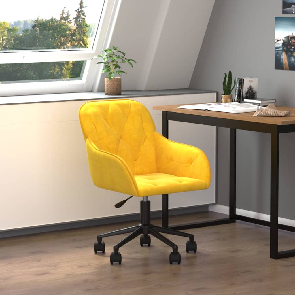 Vetonek Silla de oficina giratoria de terciopelo amarillo