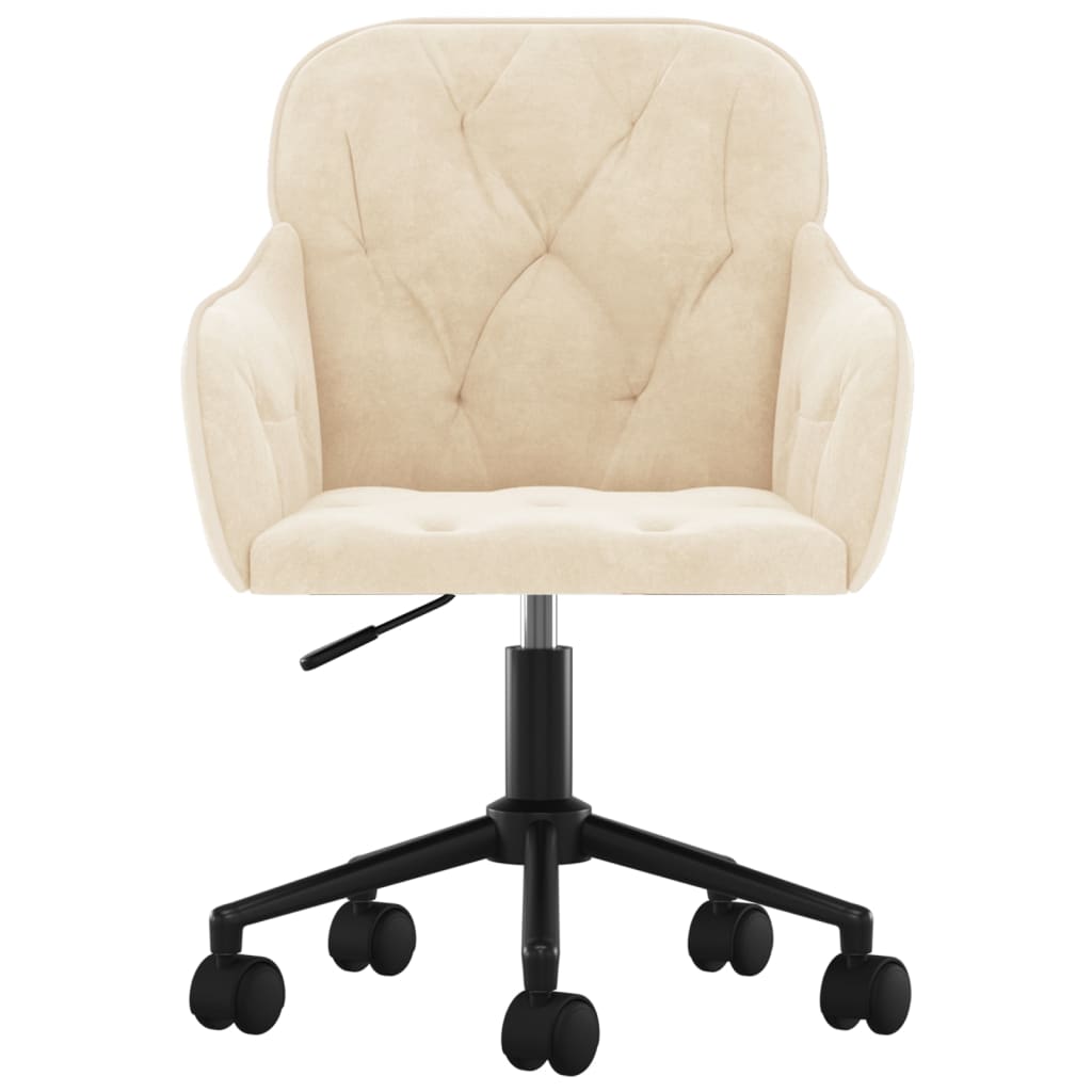 Cream -colored velvet rotating office chair