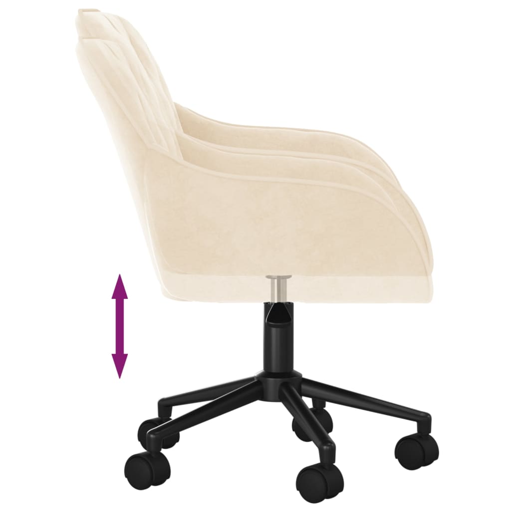 V9846 Chaise de bureau pivotante en velours crème Vetonek
