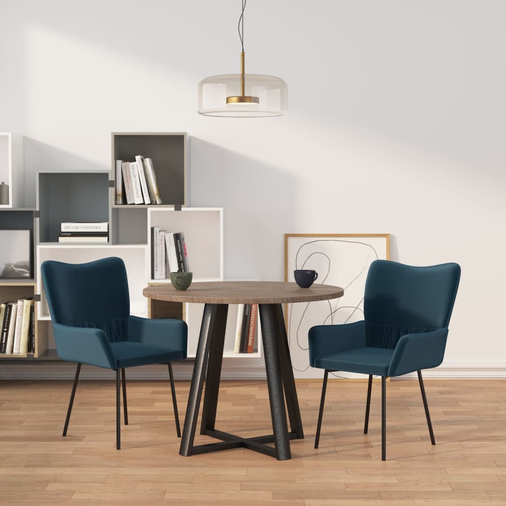 Vetonek Sillas de comedor 2 unidades terciopelo azul