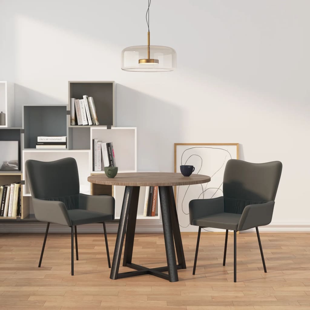 Vetonek Sillas de comedor 2 unidades terciopelo gris oscuro