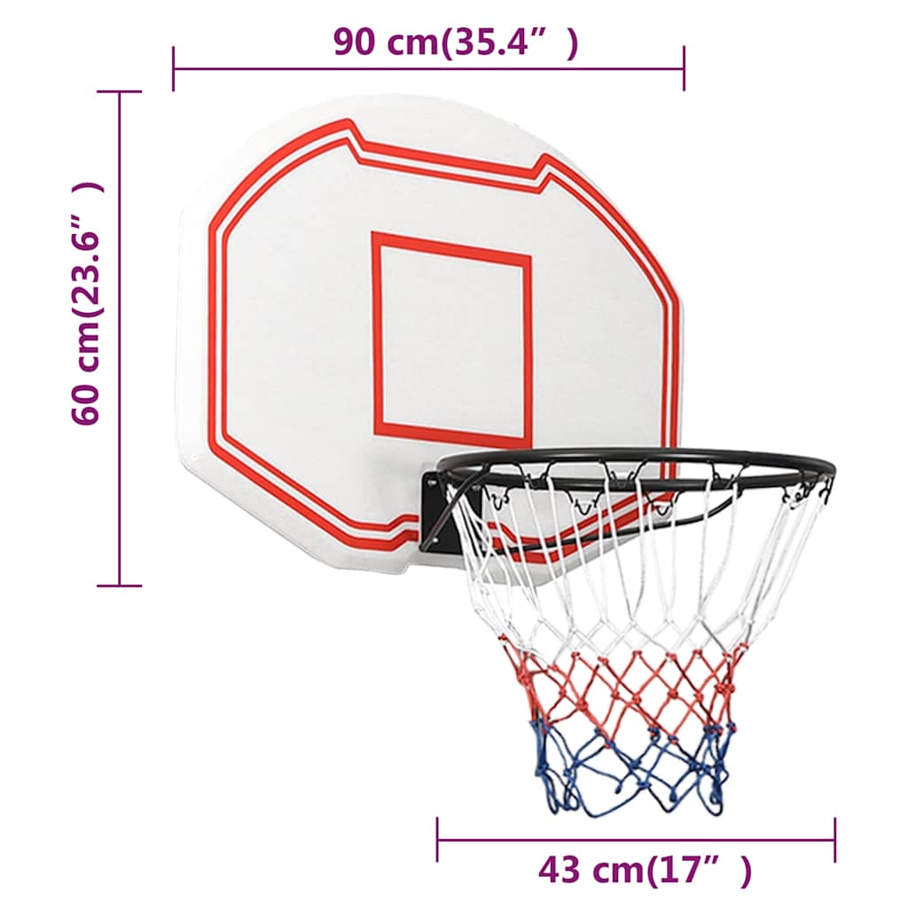 Tablero de baloncesto polietileno blanco 90x60x2 cm vidaXL