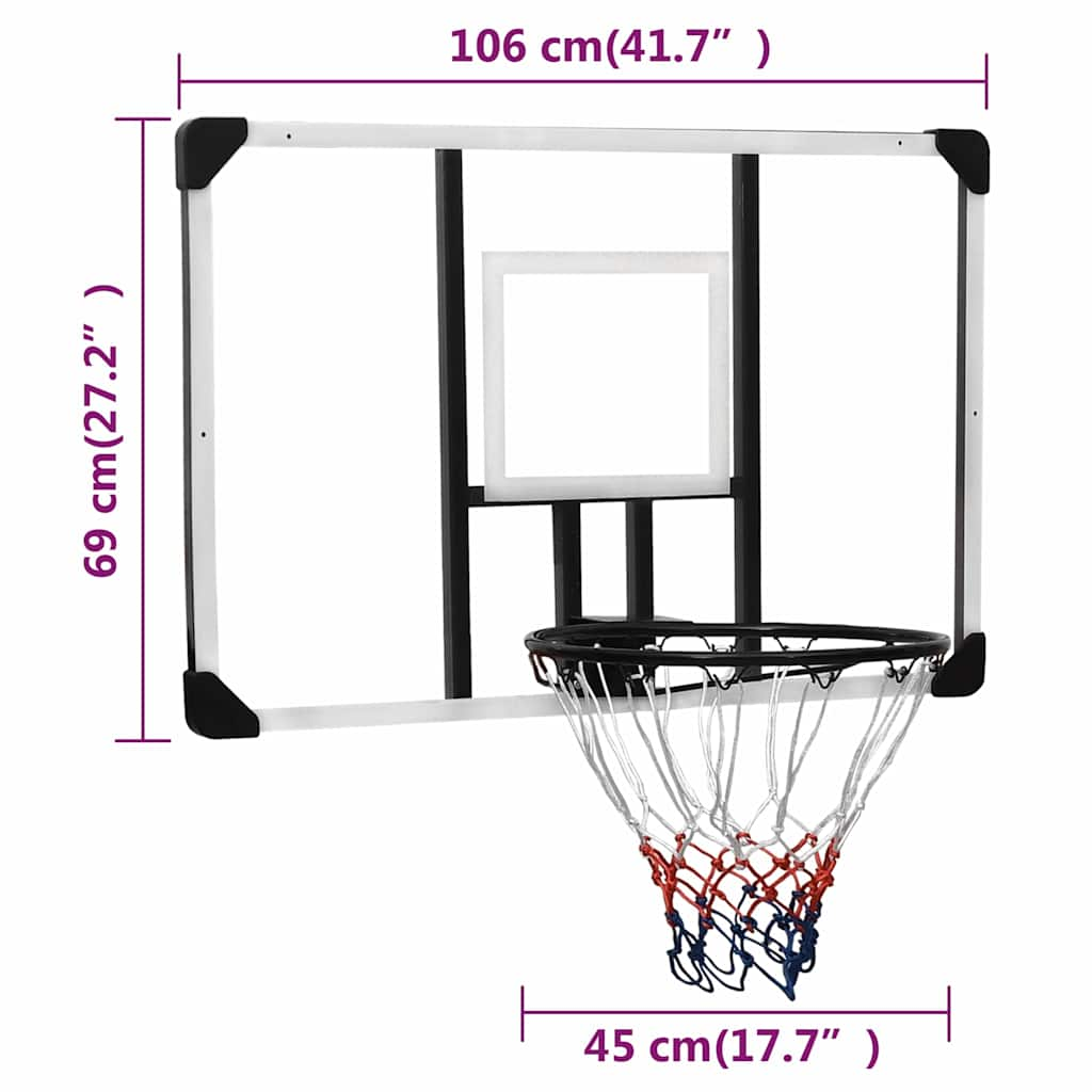 Basketball board Transparent polycarbonate 106x69x3 cm