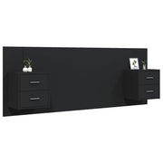 Cabecero de cama con mesitas madera contrachapada negro V1459 Vetonek