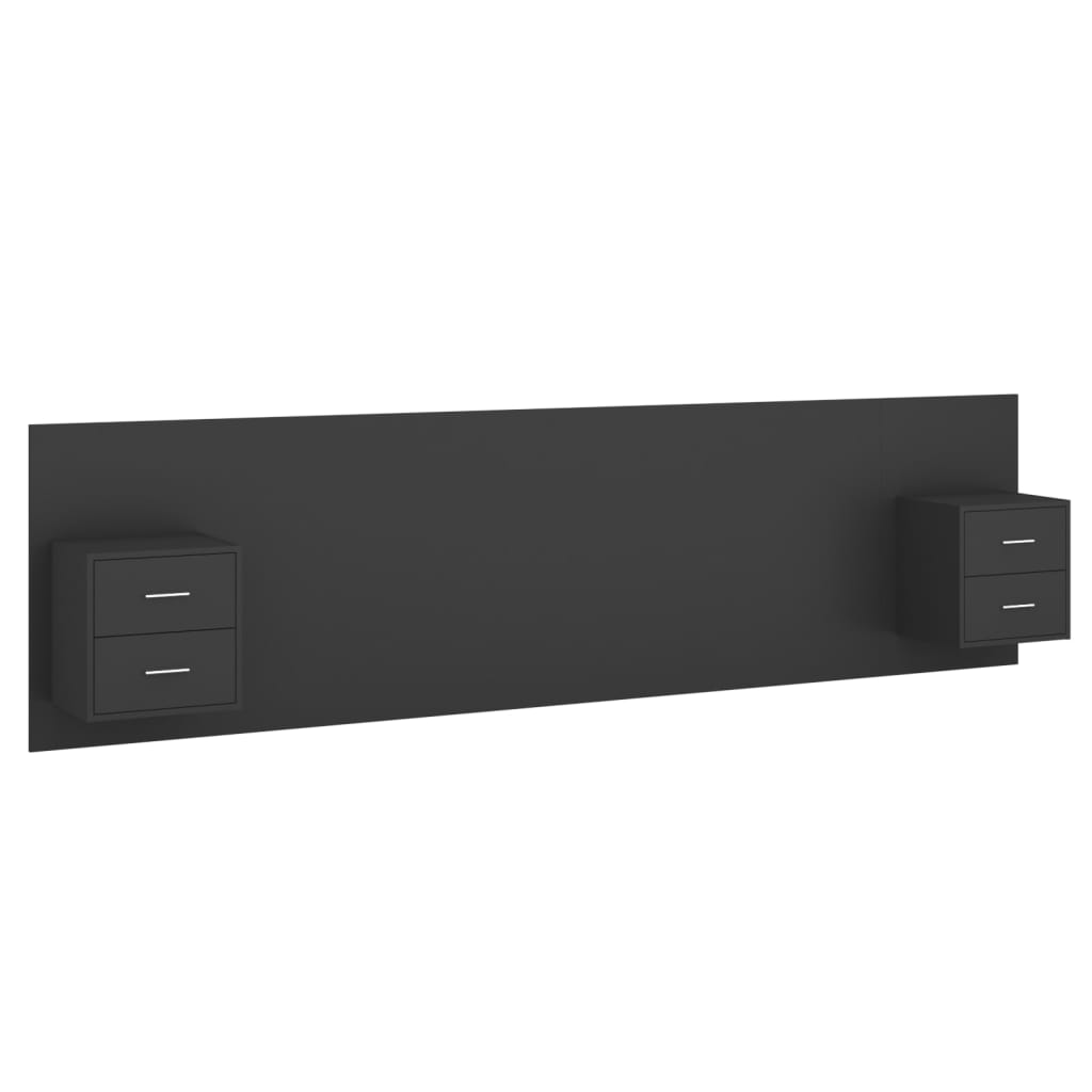 Cabecero de cama con mesitas madera contrachapada negro V1930 Vetonek