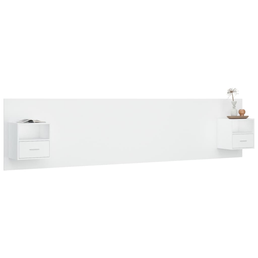 Cabecero de cama con mesitas madera contrachapada blanco V2241 Vetonek