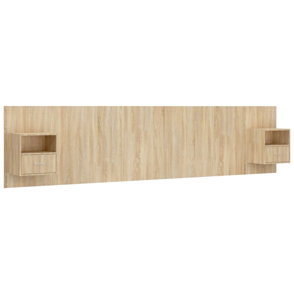 Cabecero de cama con mesitas madera contrachapada roble Sonoma V2265 Vetonek