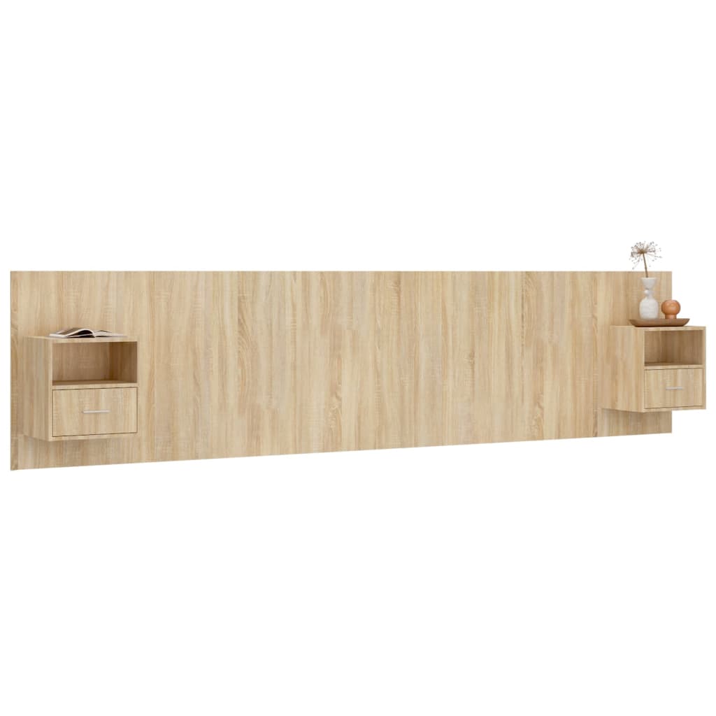 Cabecero de cama con mesitas madera contrachapada roble Sonoma V2265 Vetonek