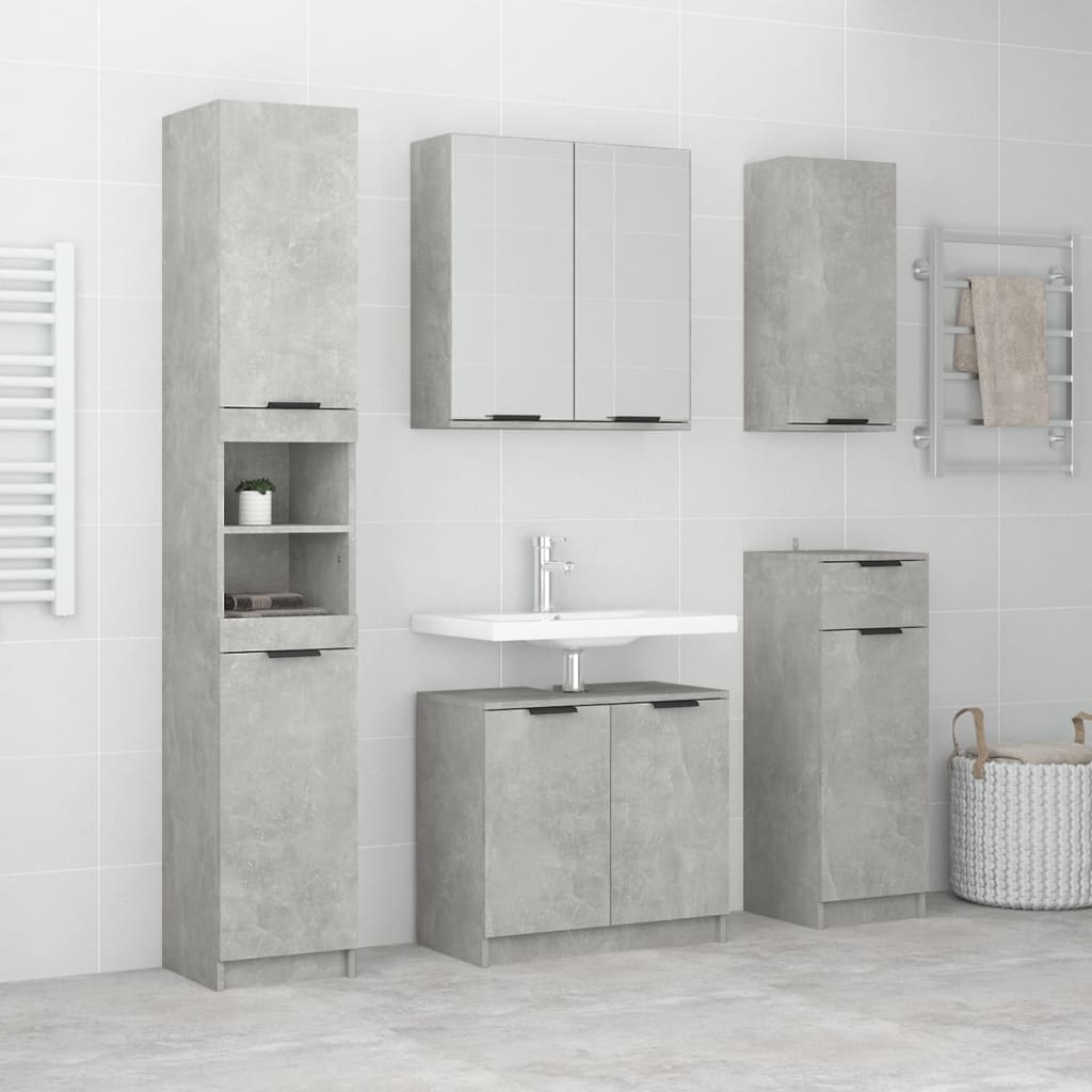 Vetonek Set muebles de baño 2 piezas madera contrachapada gris hormigón