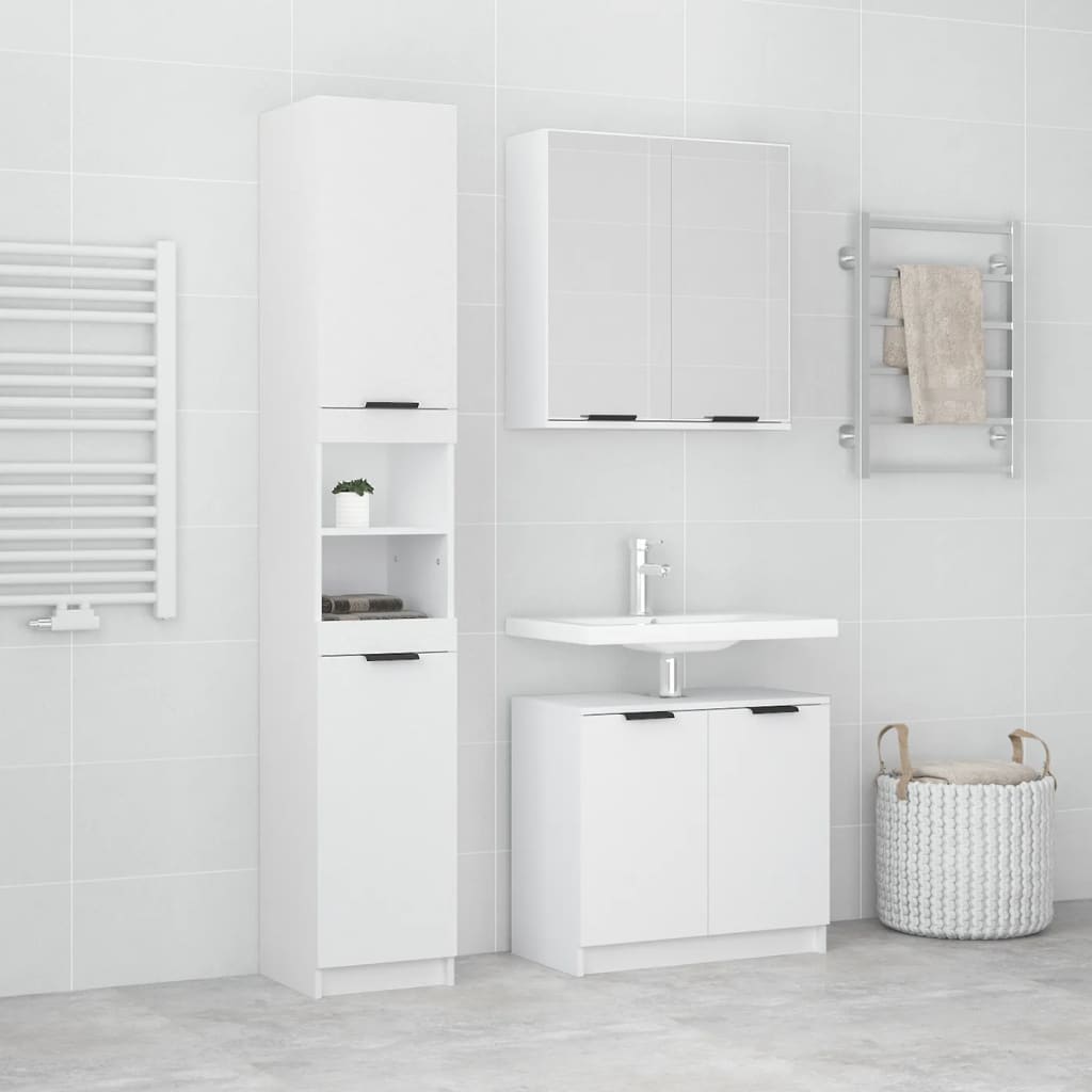 Set de muebles de baño 3 piezas madera contrachapada blanco