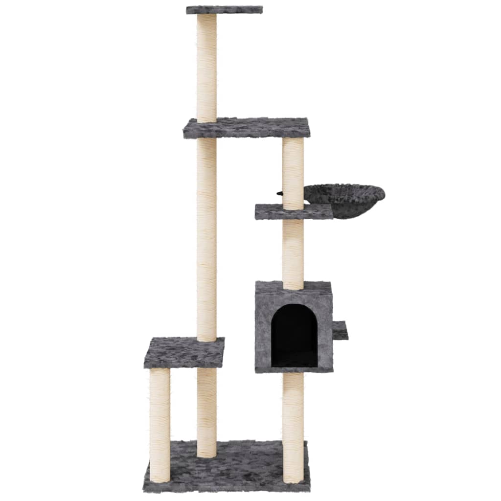 Catschador amb pals de sisal de color gris fosc 142 cm