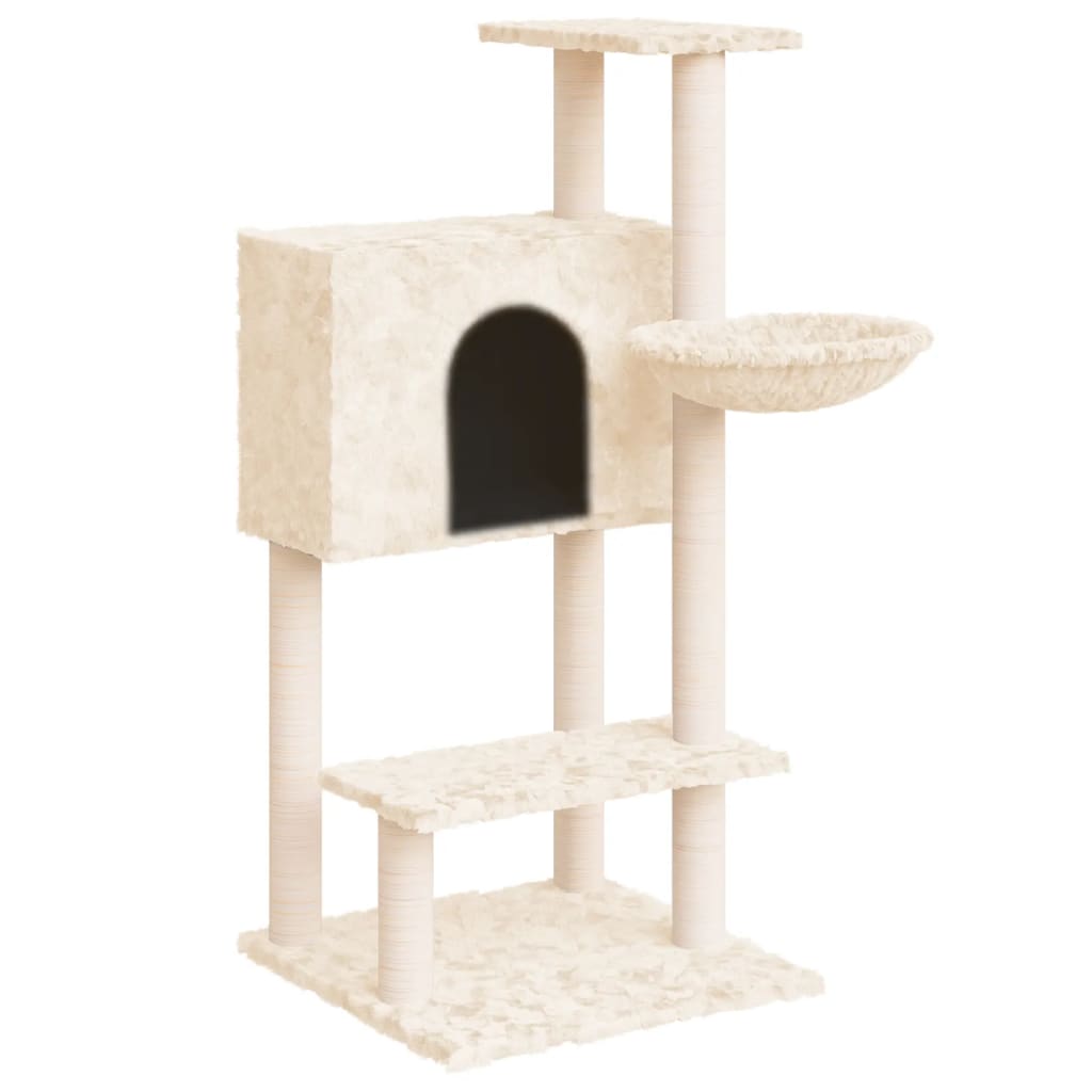 Rascador para gatos con postes de sisal crema 108,5 cm