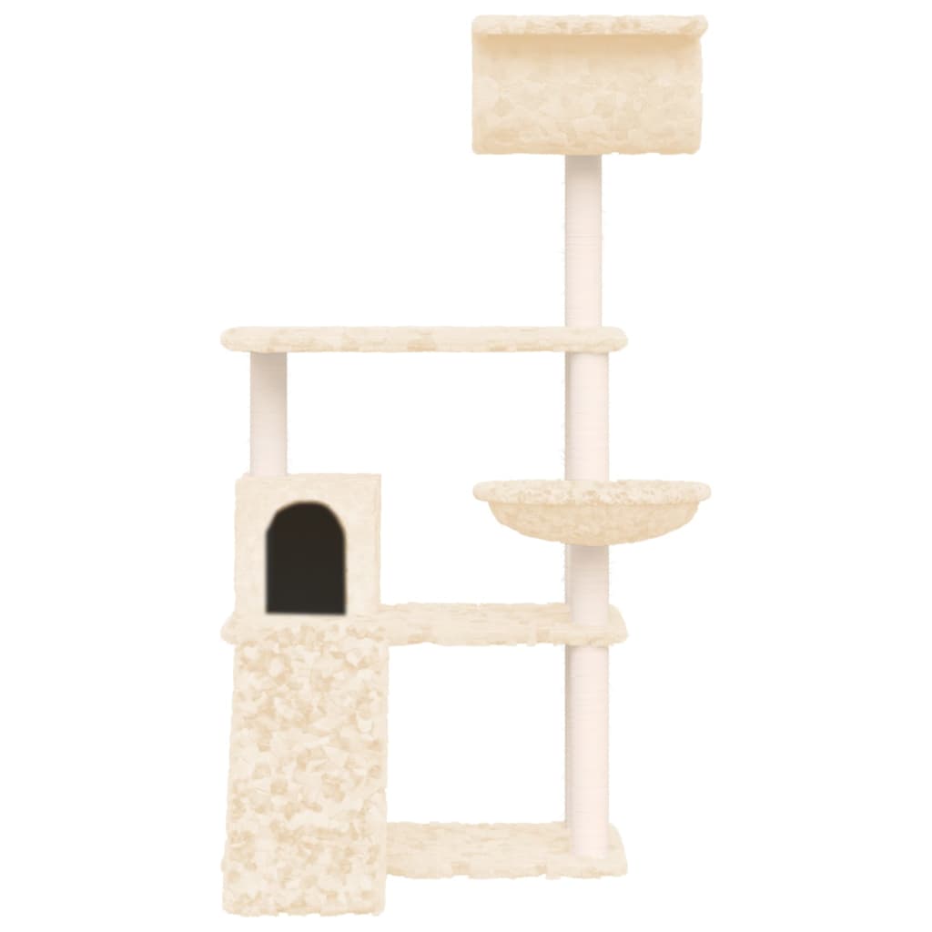 Rascador para gatos con postes de sisal crema 131 cm - Vetonek