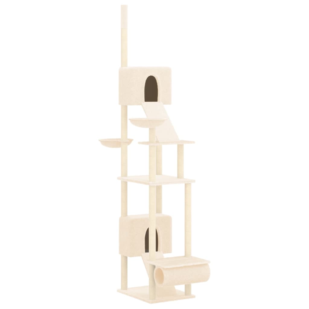 Árbol rascador para gatos de suelo a techo crema 277-303 cm