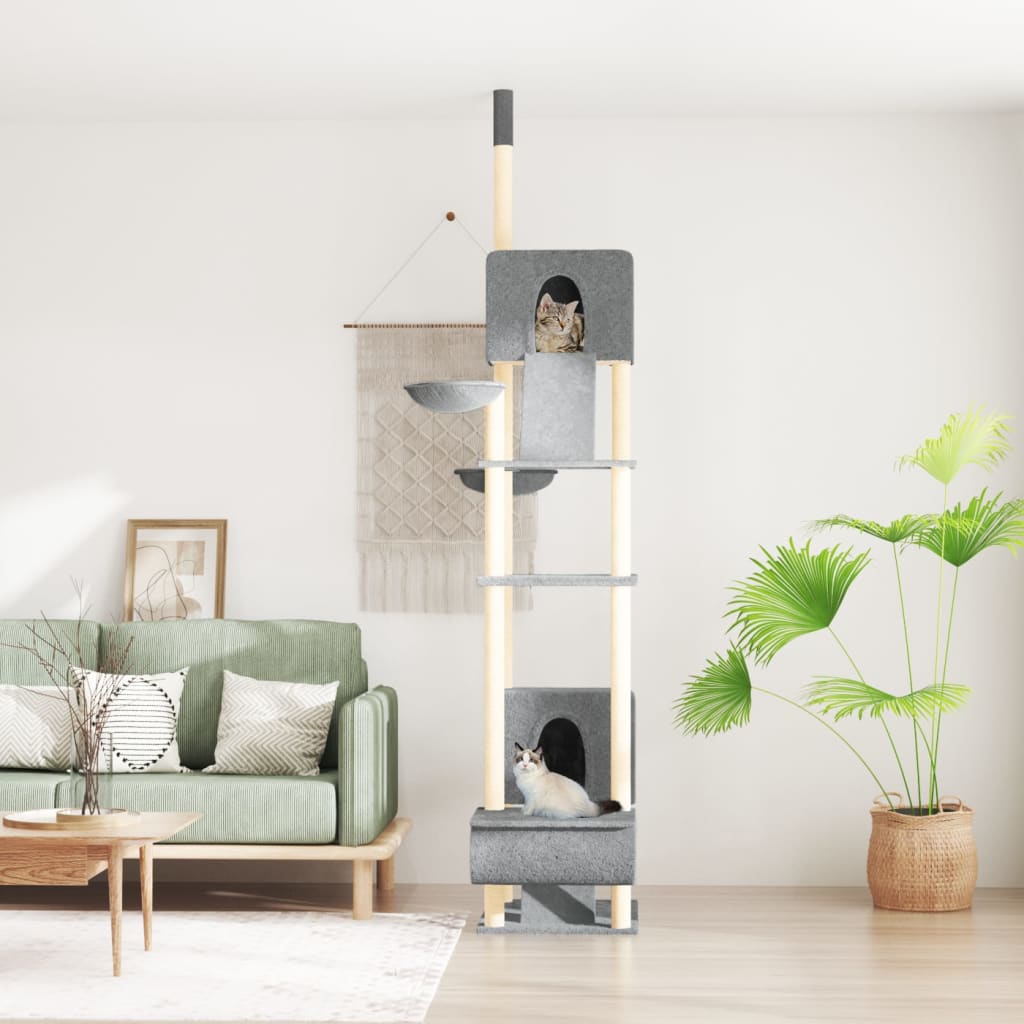 Vetonek Árbol rascador para gatos suelo a techo gris claro 277-303 cm