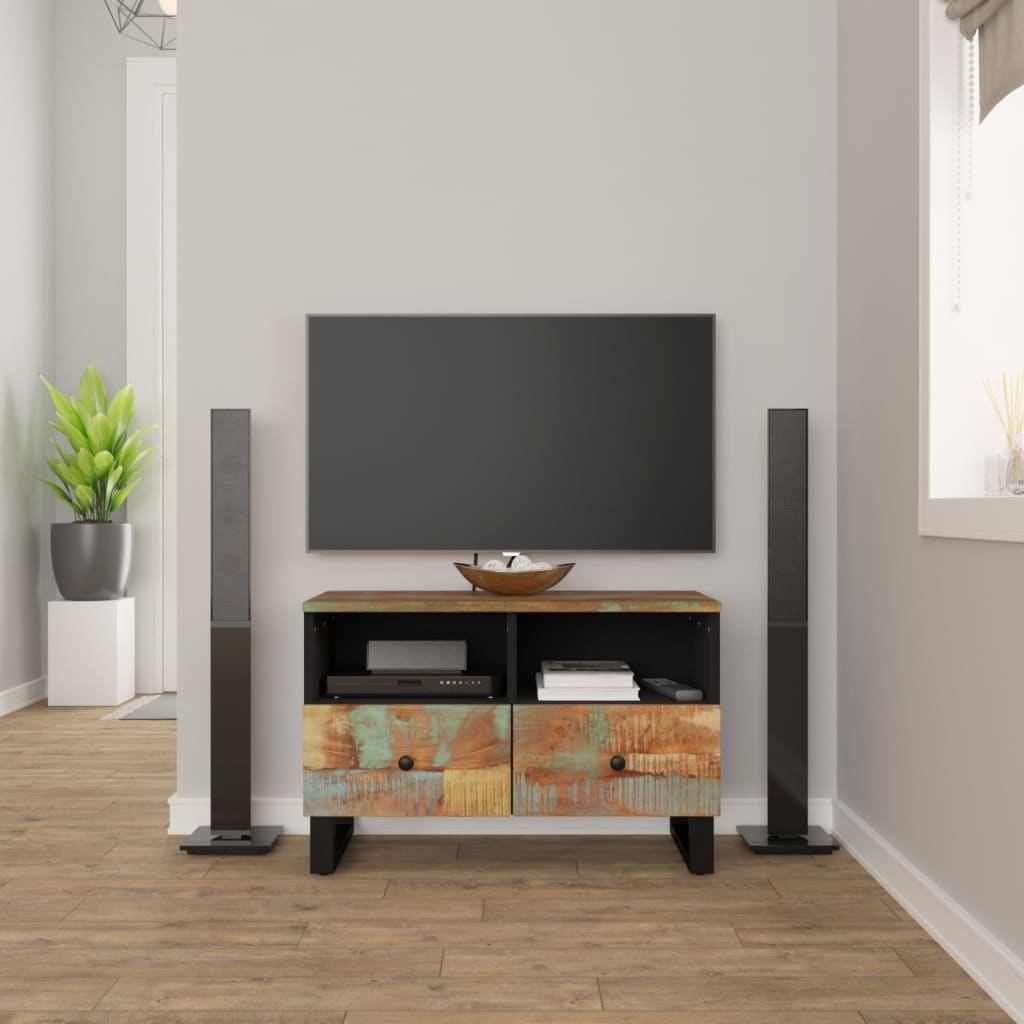 Vetonek Mueble de TV madera maciza reciclada 70x33x46 cm