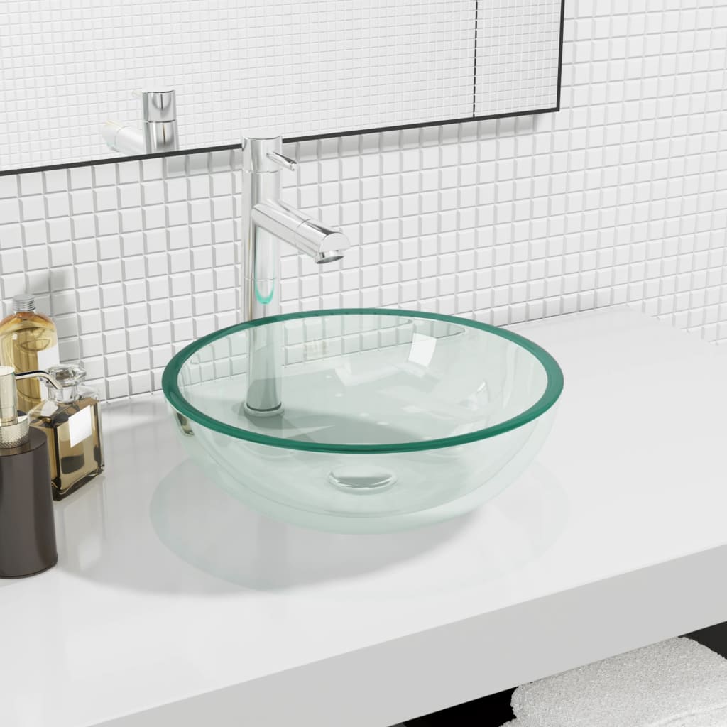 Vetonek Lavabo de vidrio templado transparente 35x12 cm