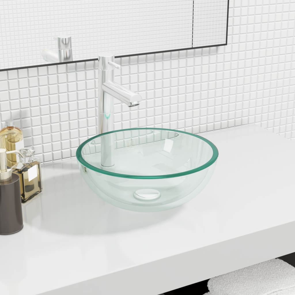 Vetonek Lavabo de vidrio templado transparente 30x12 cm