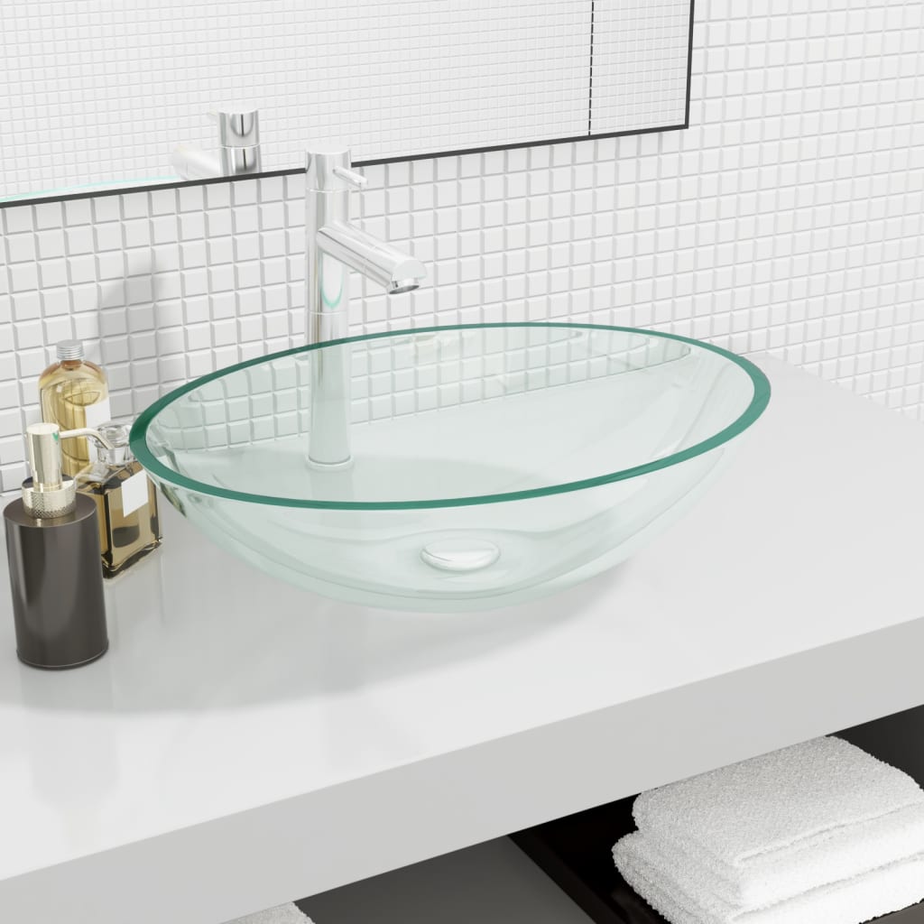 Vetonek Lavabo de vidrio transparente 50x37x14 cm