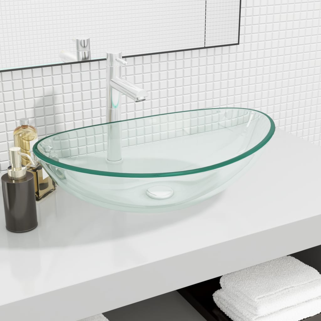 Vetonek Lavabo de vidrio templado transparente 54,5x35x15,5 cm