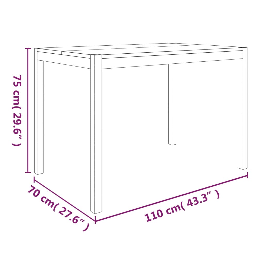 Acacia solid wooden dining table 110x70x75 cm