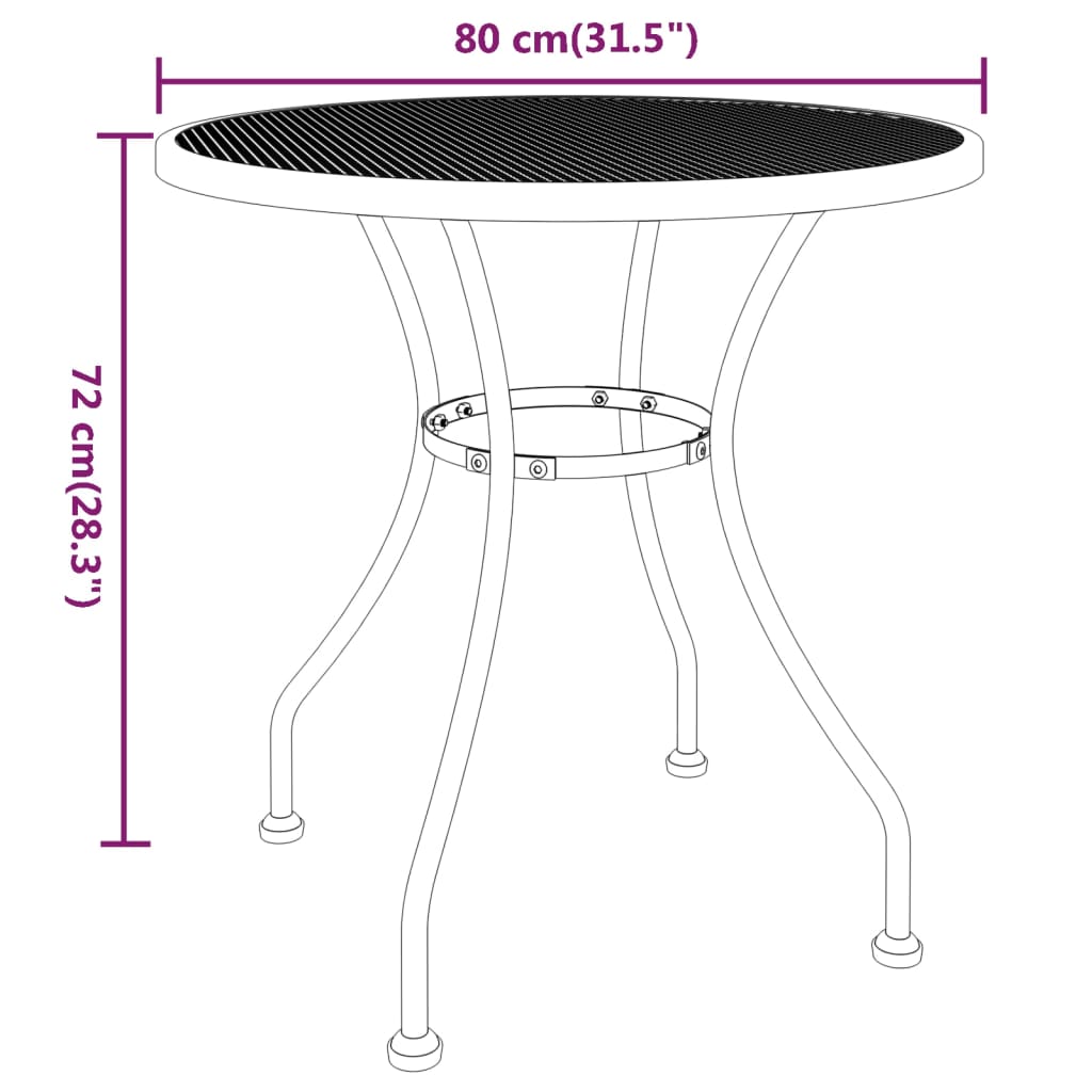 Set de comedor de jardín 3 pzas malla metal expandido antracita vidaXL