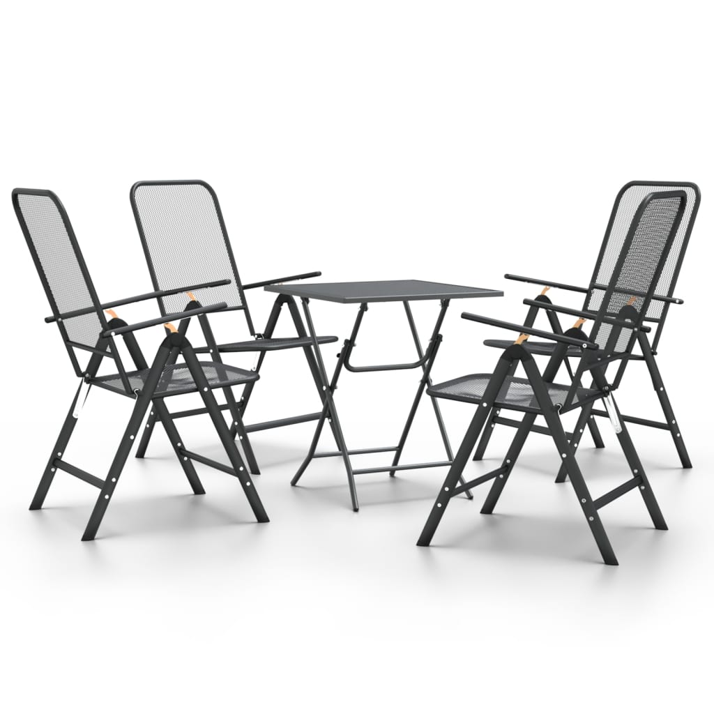 Set de comedor de jardín 5 pzas malla metal expandido antracita vidaXL