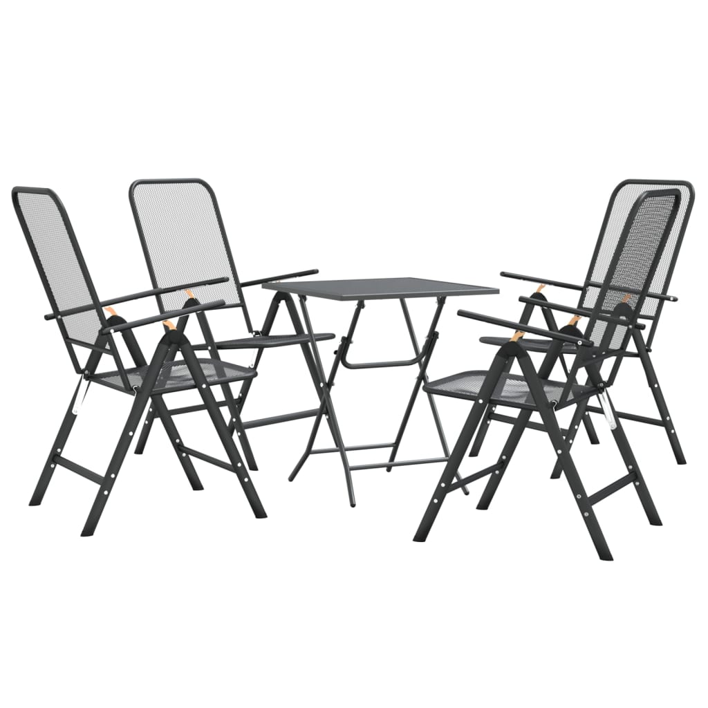 Set de comedor de jardín 5 pzas malla metal expandido antracita vidaXL