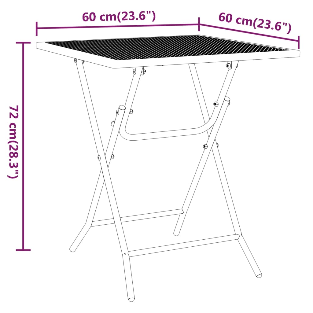 Set de comedor de jardín 5 pzas malla metal expandido antracita vidaXL