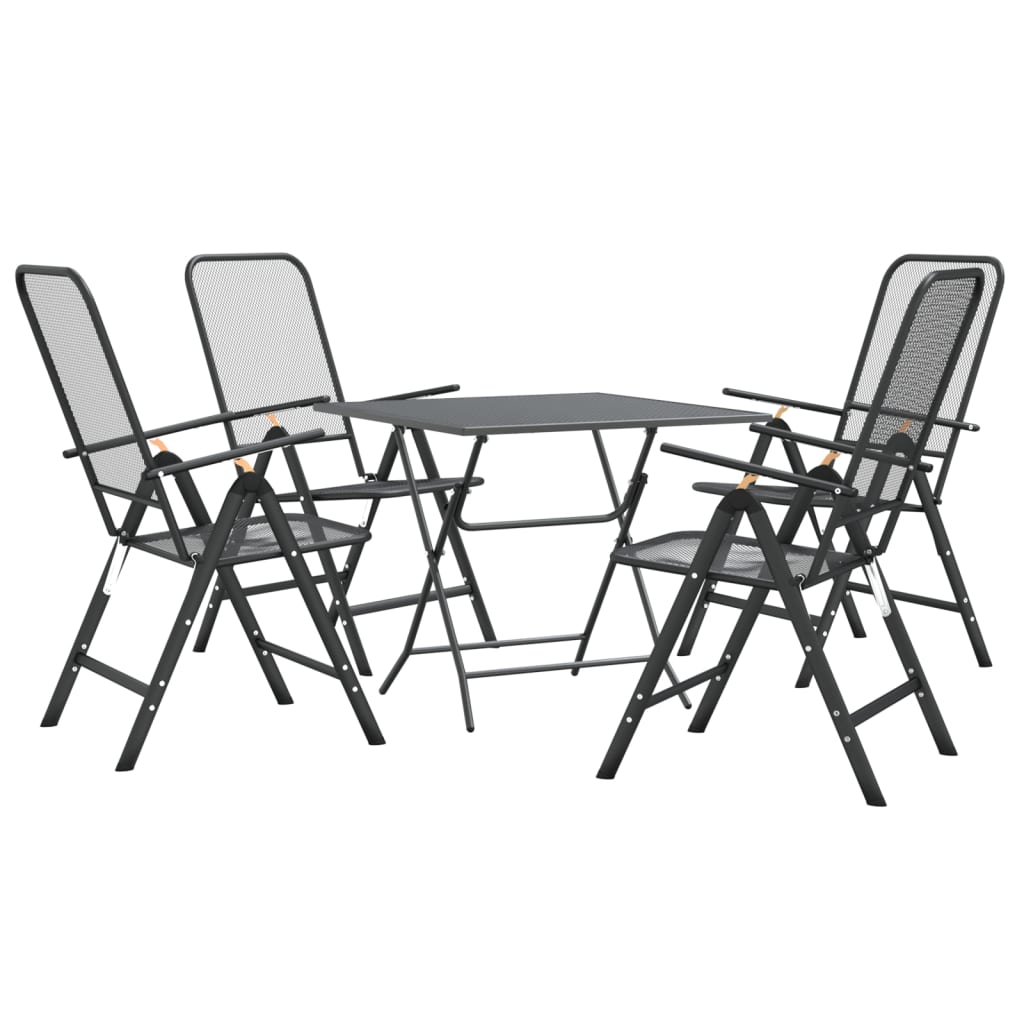 Set de comedor de jardín 3 pzas malla metal expandido antracita