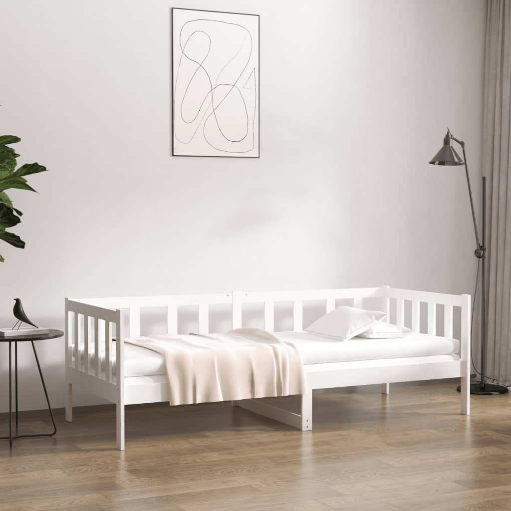 Vetonek Sofá cama sin colchón madera maciza de pino blanco 90x190 cm