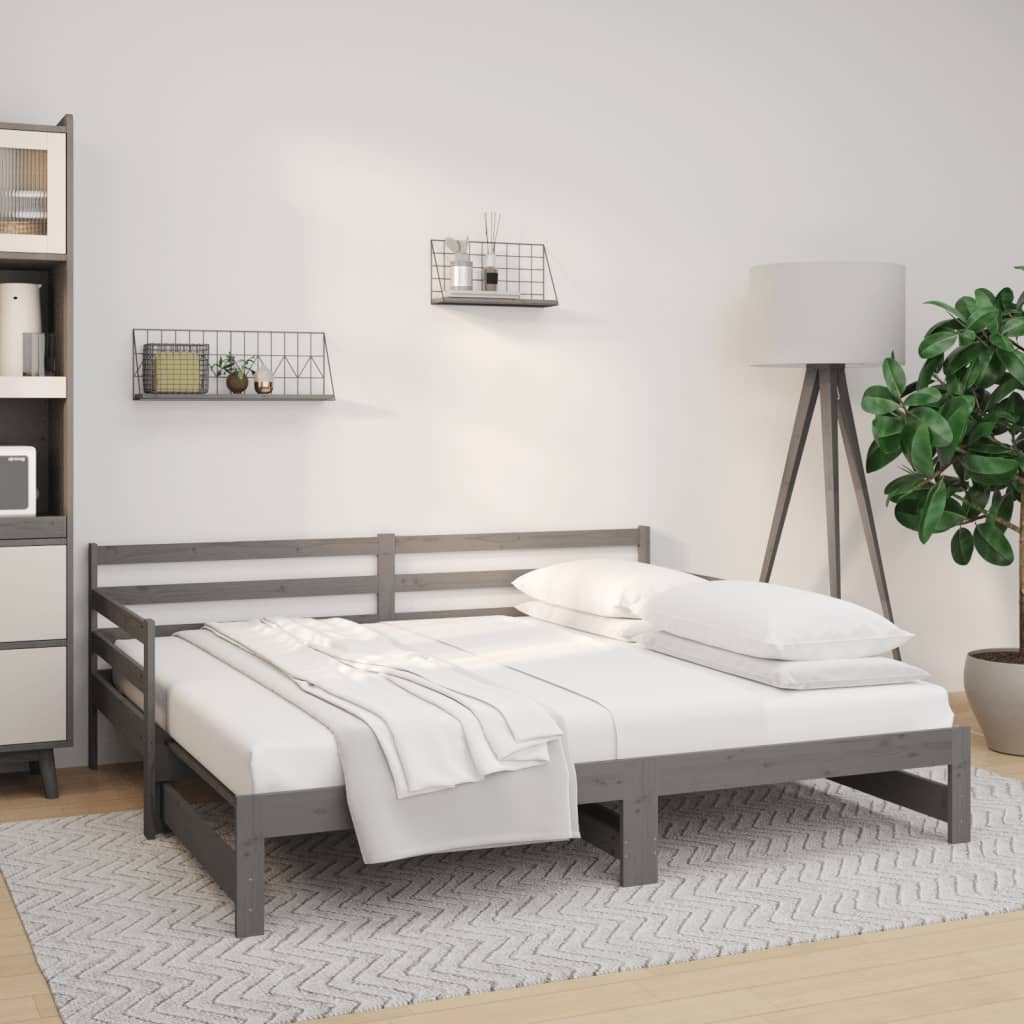 Vetonek Sofá cama extraíble sin colchón gris 2x(90x190) cm