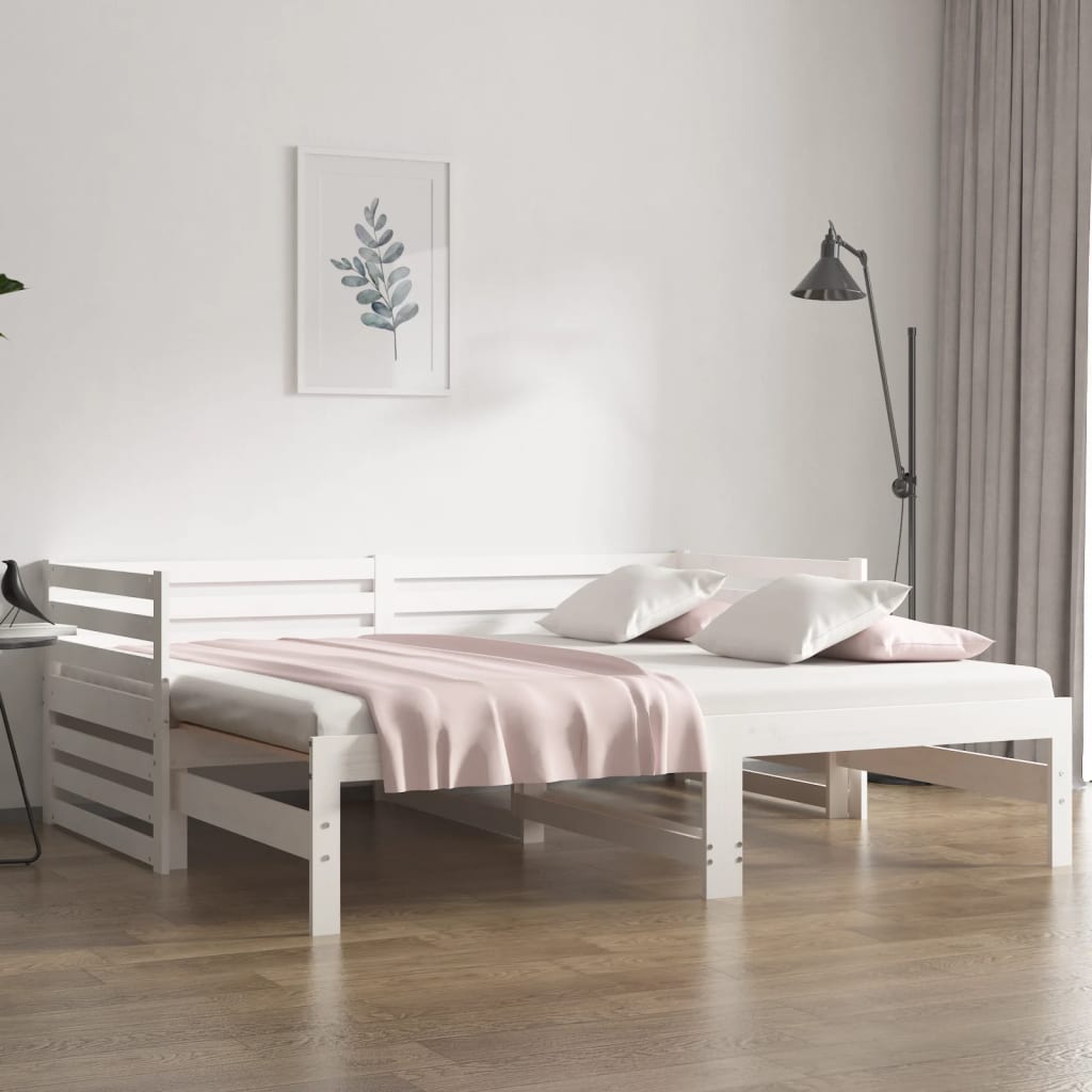 Vetonek Sofá cama extraíble sin colchón blanco 2x(90x190) cm