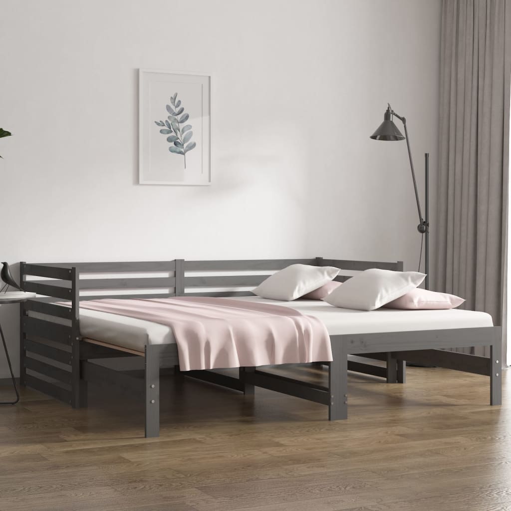 Vetonek Sofá cama extraíble sin colchón gris 2x(90x190) cm