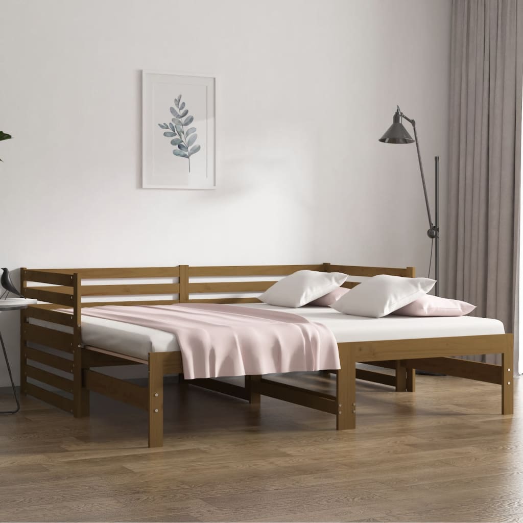 Vetonek Sofá cama extraíble sin colchón marrón miel 2x(90x190) cm