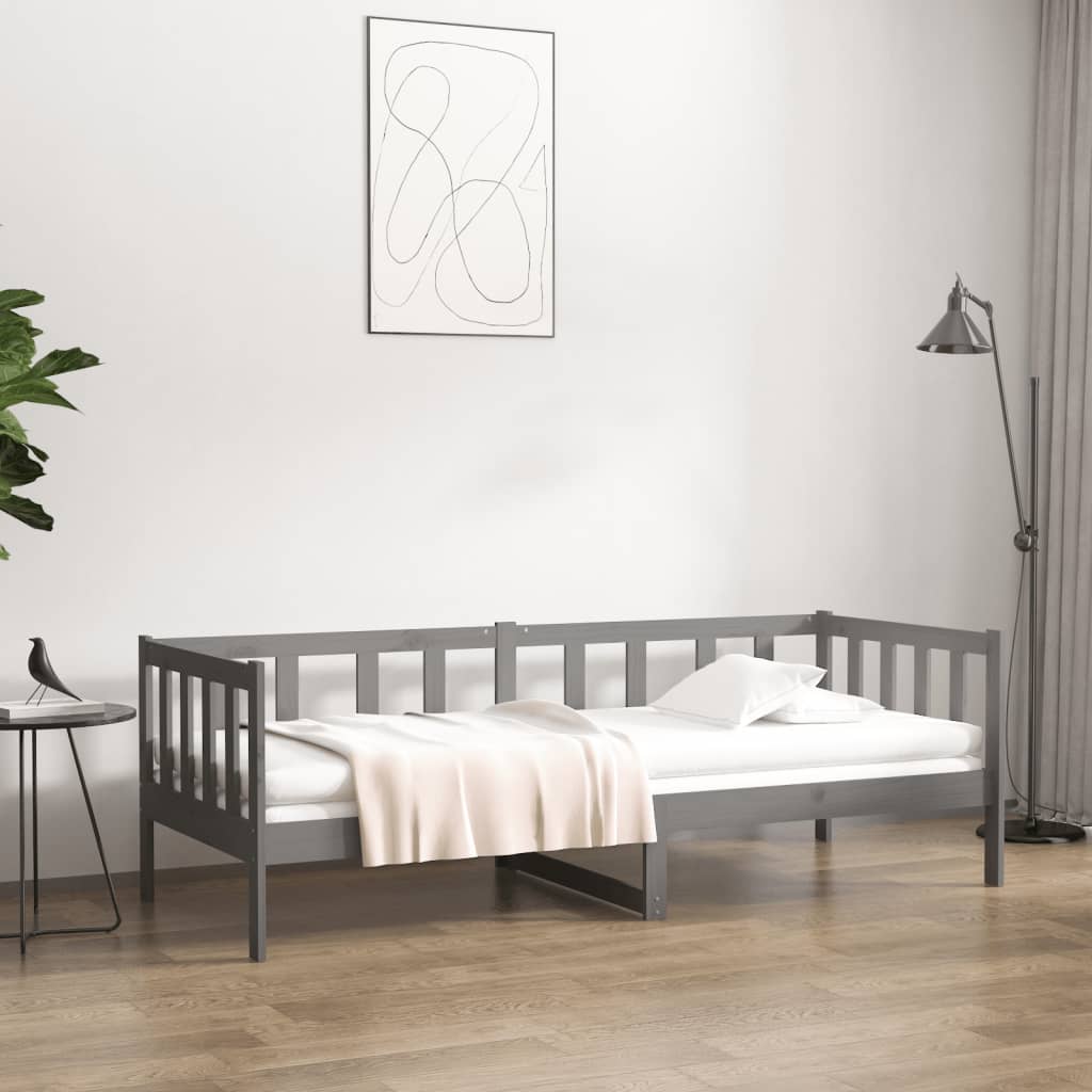 Vetonek Sofá cama sin colchón madera maciza de pino gris 80x200 cm