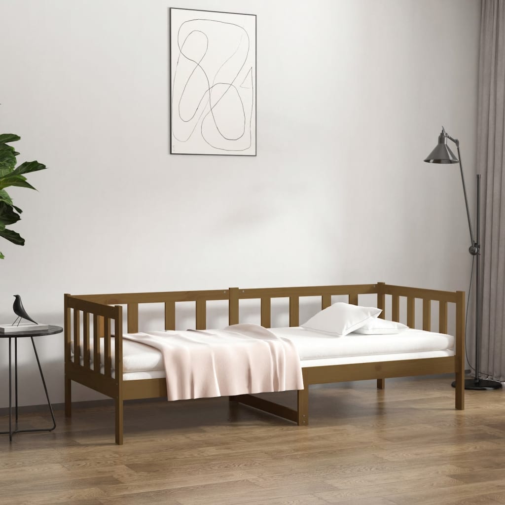 Vetonek Sofá cama sin colchón madera maciza pino marrón miel 80x200 cm